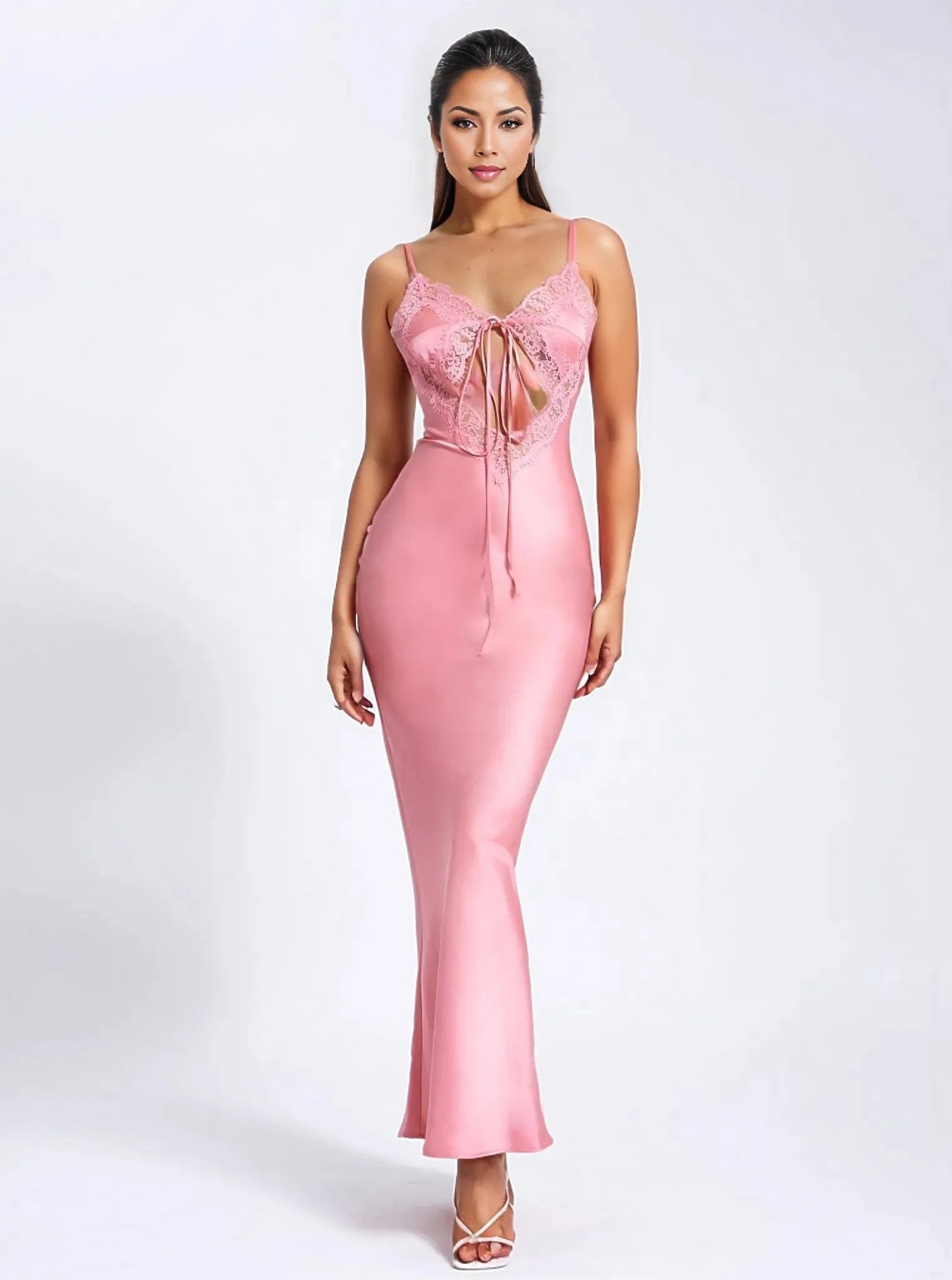Nia Salmon Pink Maxi Dress - HOUSE OF SHE