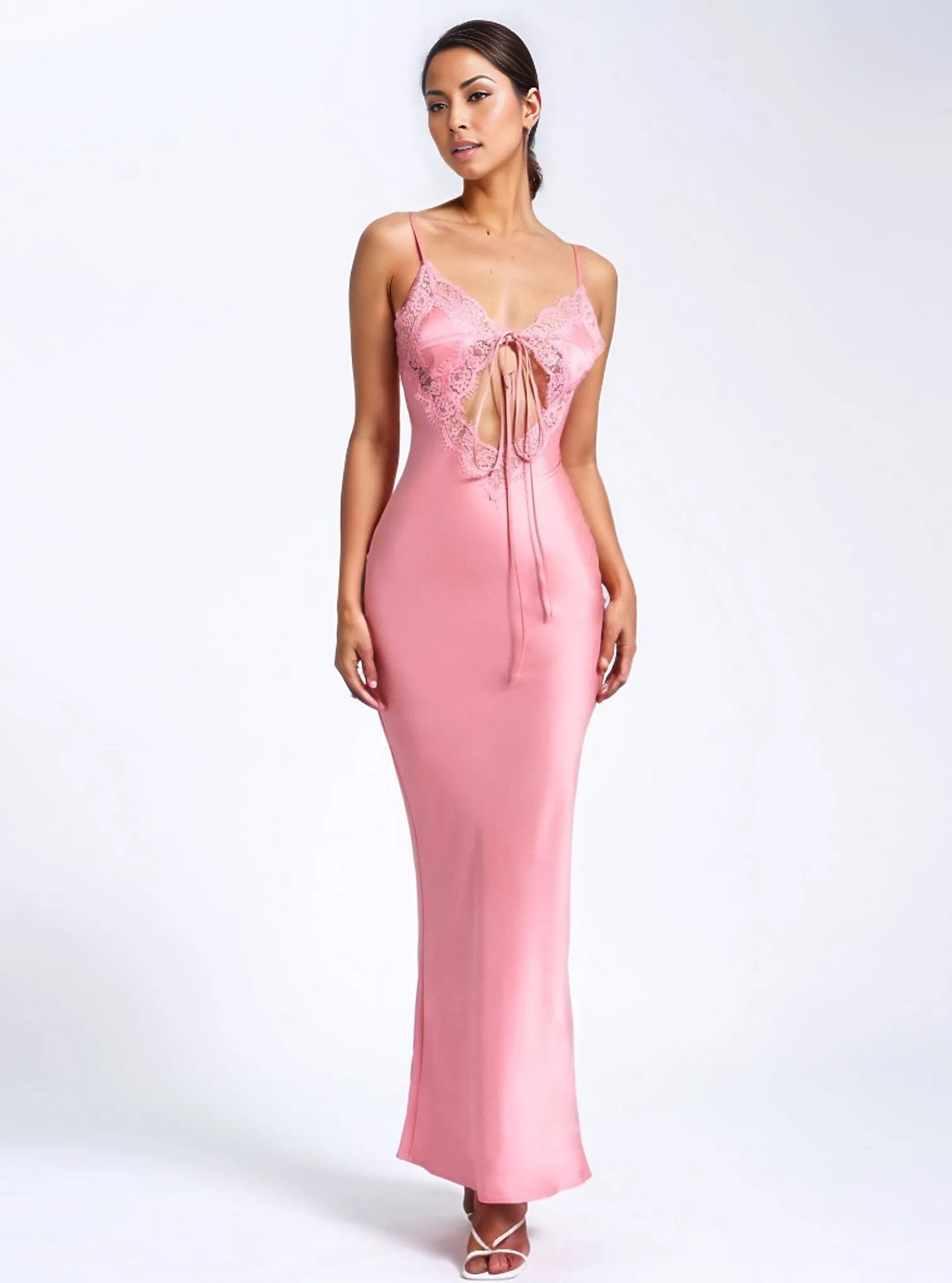 Nia Salmon Pink Maxi Dress - HOUSE OF SHE