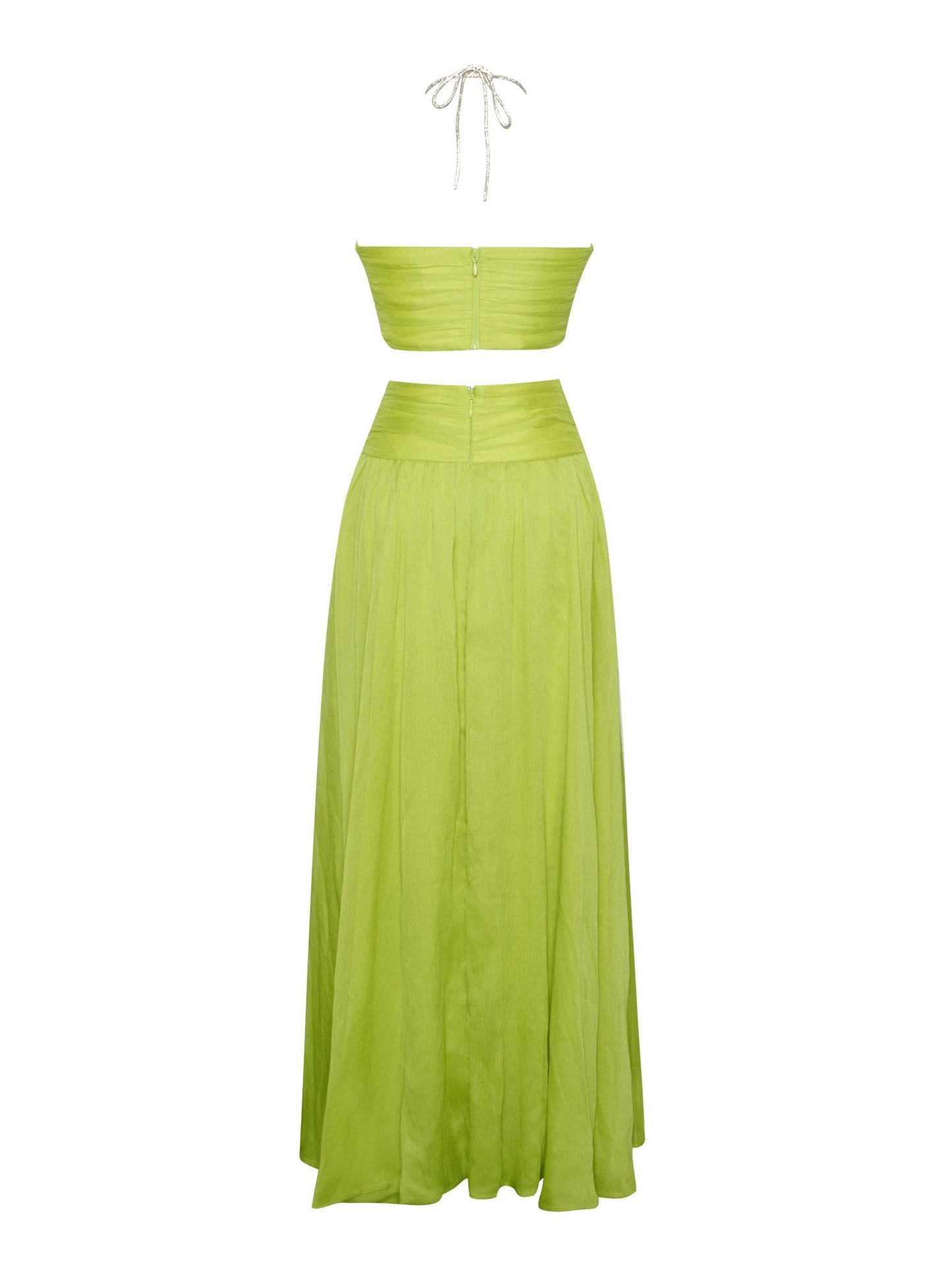 Quinby Chiffon Pleated Maxi Dress - HOUSE OF SHE