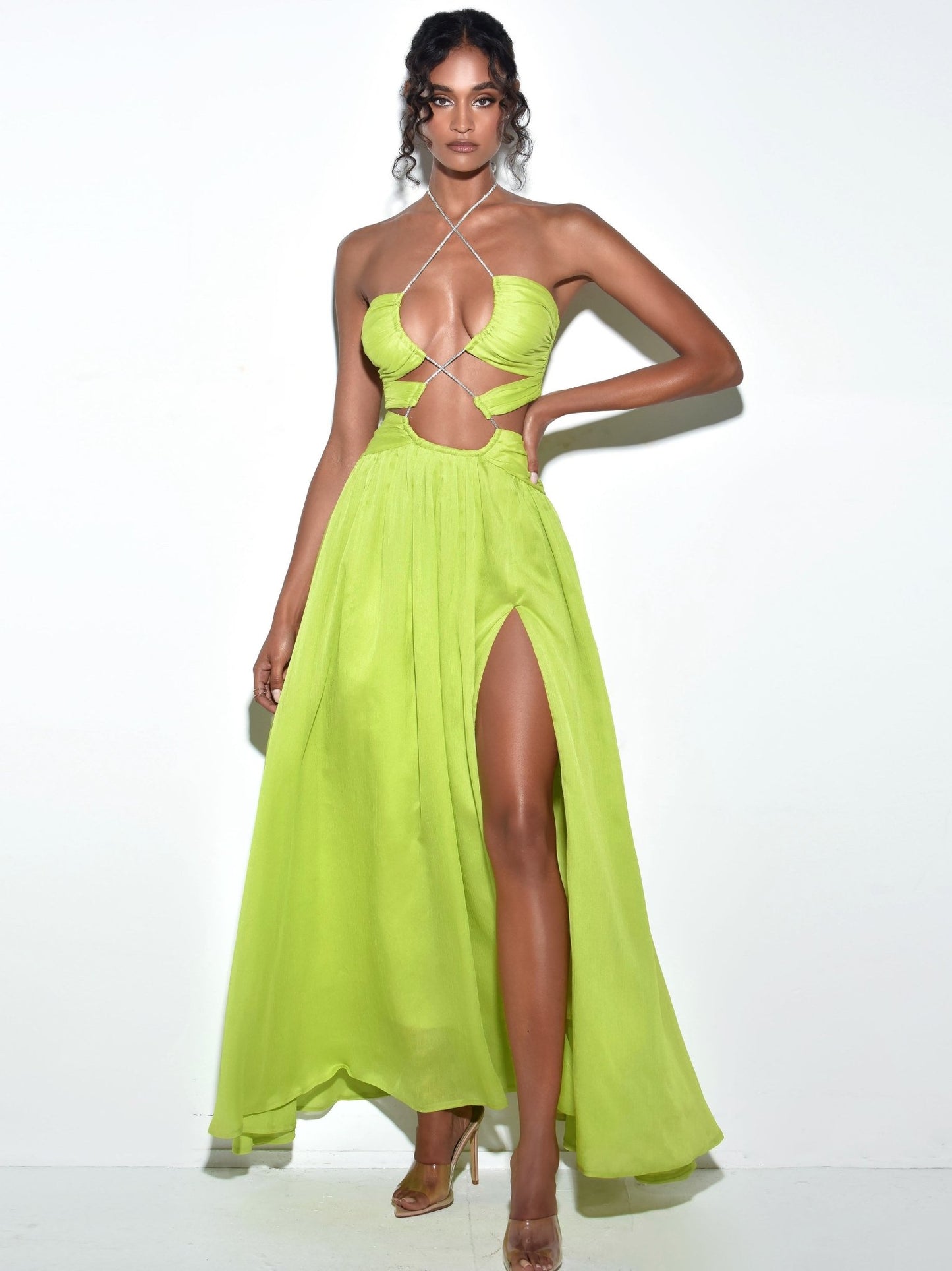 Quinby Chiffon Pleated Maxi Dress - HOUSE OF SHE