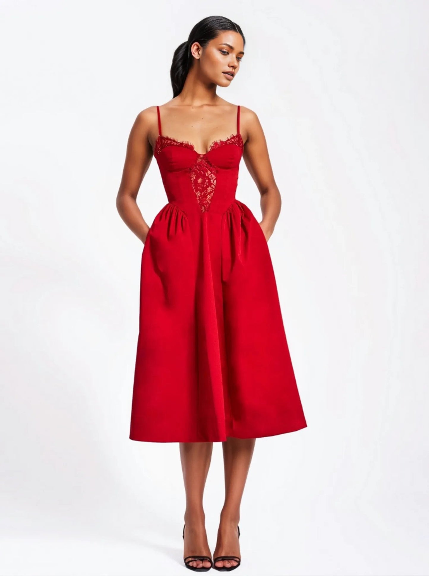 Rae Red Lace Dress - HOUSE OF SHE