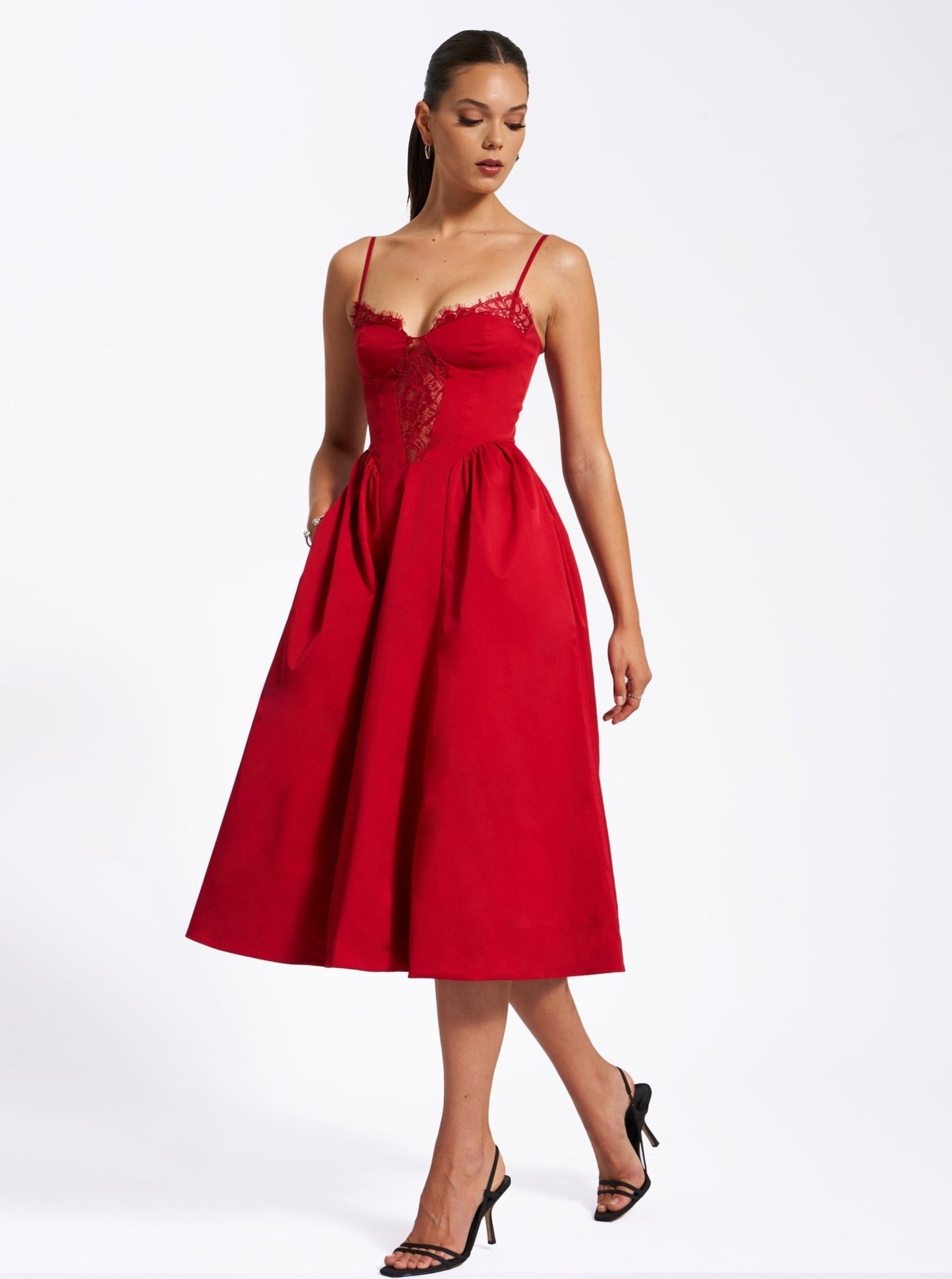 Rae Red Lace Dress - HOUSE OF SHE