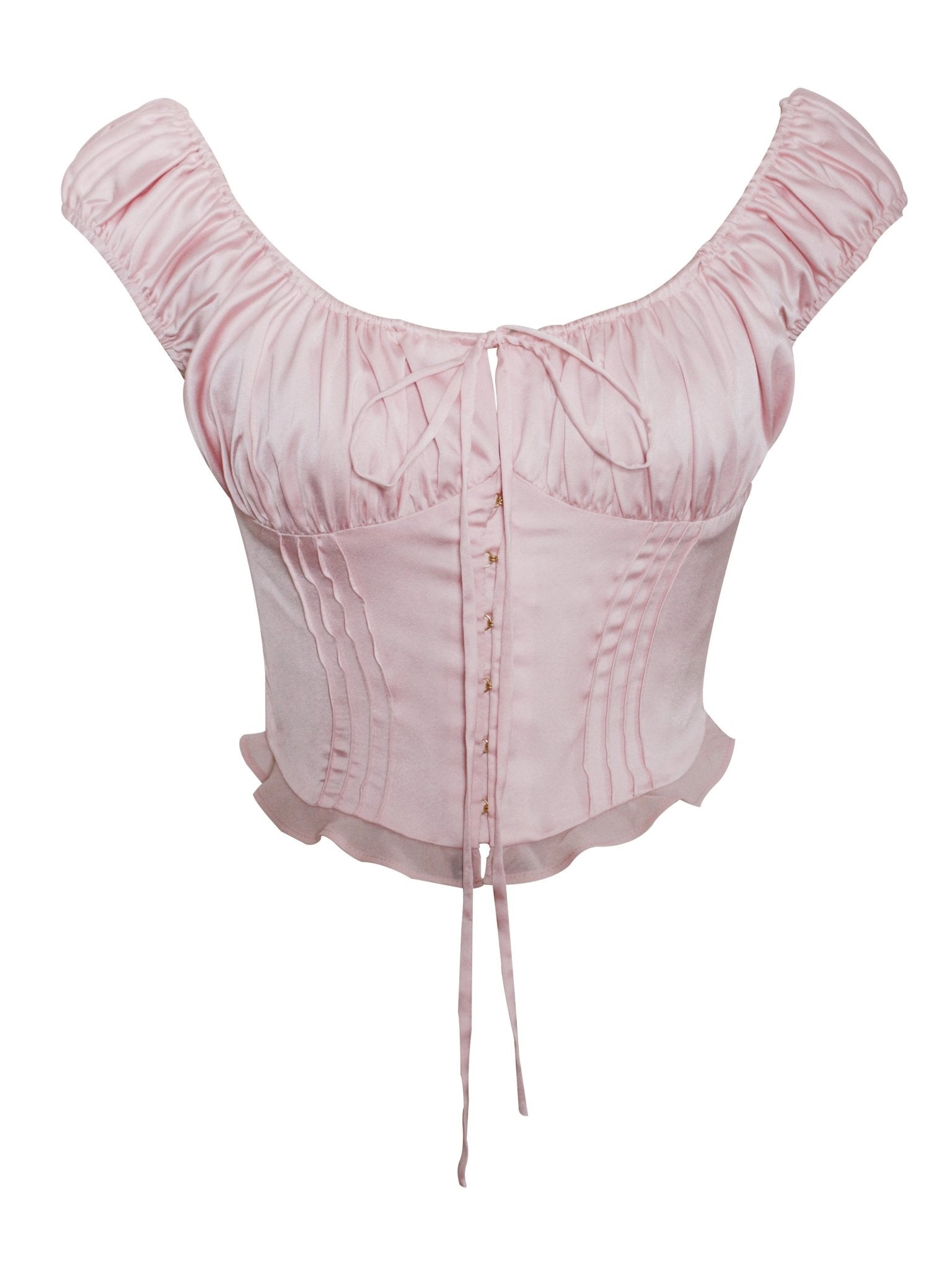 Scarlett Pink Satin Bustier Top - HOUSE OF SHE