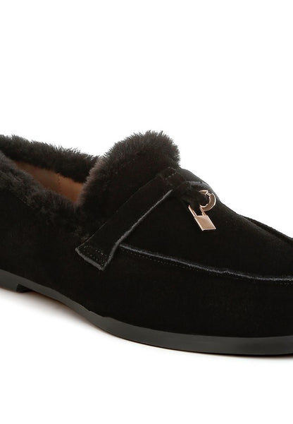 Ohrid Suede & Faux Fur Flat Loafers  HOUSE OF SHE