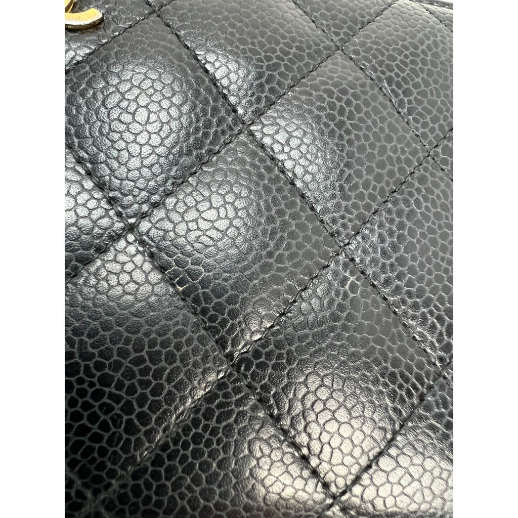 Chanel Caviar Quilted Large Gusset  Zip Around Black Wallet - HOUSE OF SHE