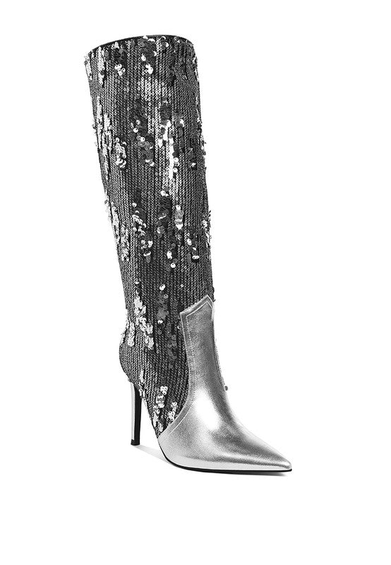 Sitarah Sequin Embellished Stiletto Long Boots  HOUSE OF SHE