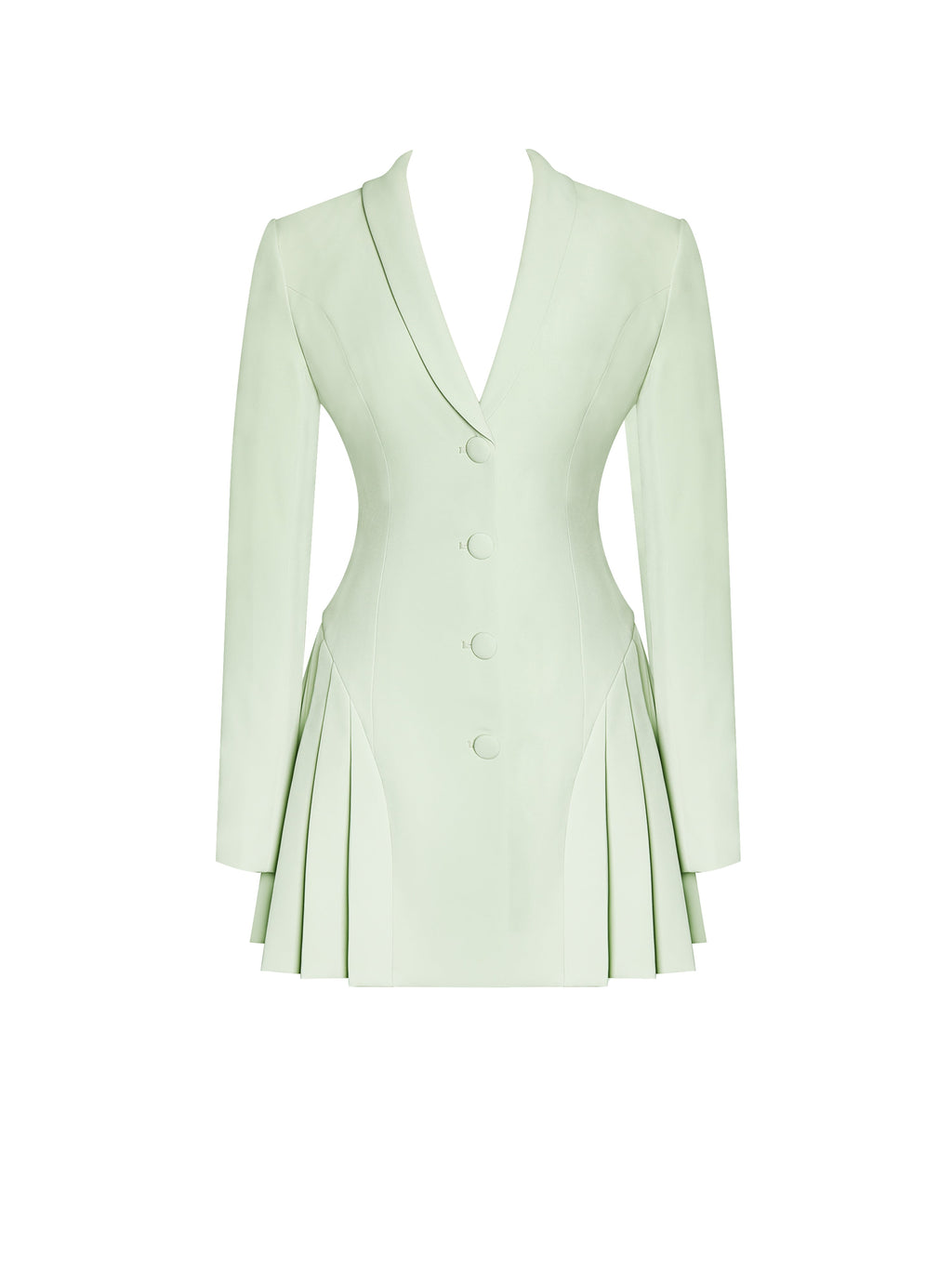 Delia Pistachio Green Blazer Dress with Pleated Detail - HOUSE OF SHE
