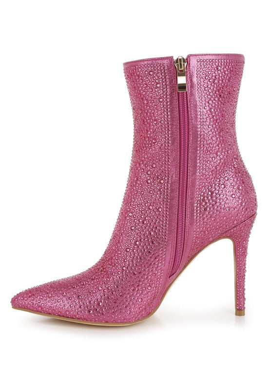 Anun Rhinestones Embellished High Ankle Boots  HOUSE OF SHE