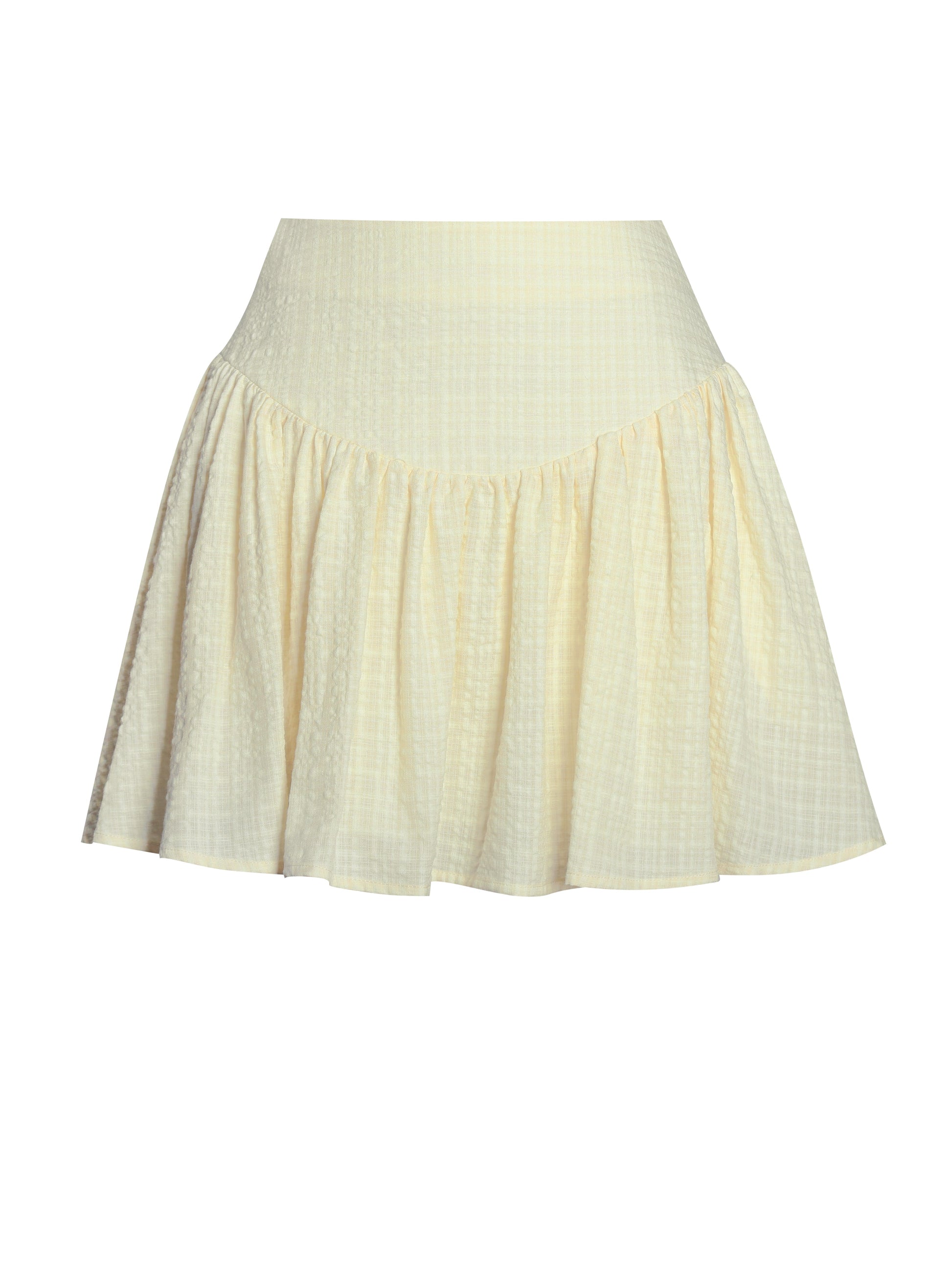 Odelie Yellow Drop Waist  Seersucker Full Skirt - HOUSE OF SHE