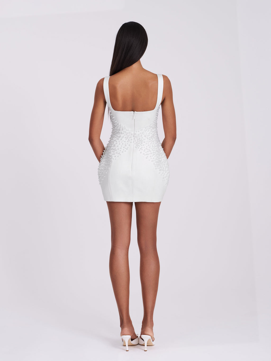 Tais Pearl Beaded Cocoon Shape Sleeveless Mini Dress - HOUSE OF SHE