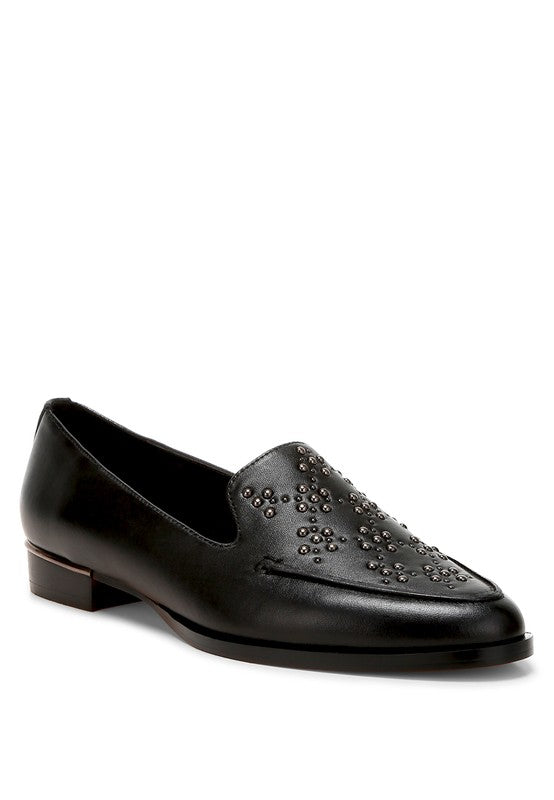 Gabassi Studded Genuine Leather Loafers - HOUSE OF SHE