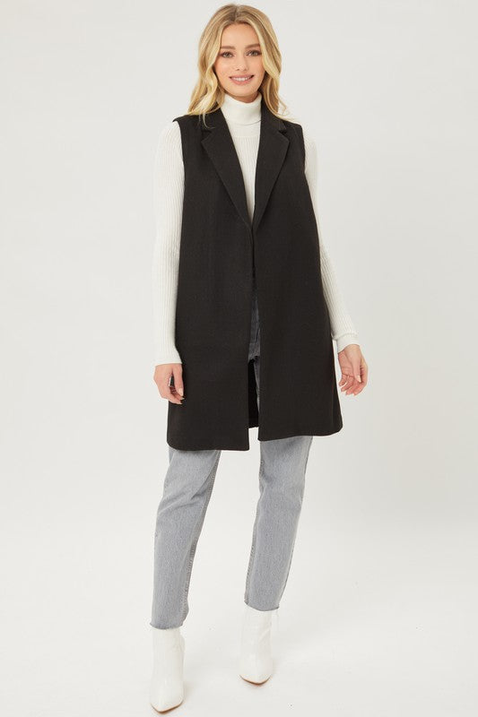 JQ Fleece Long Line Vest  HOUSE OF SHE