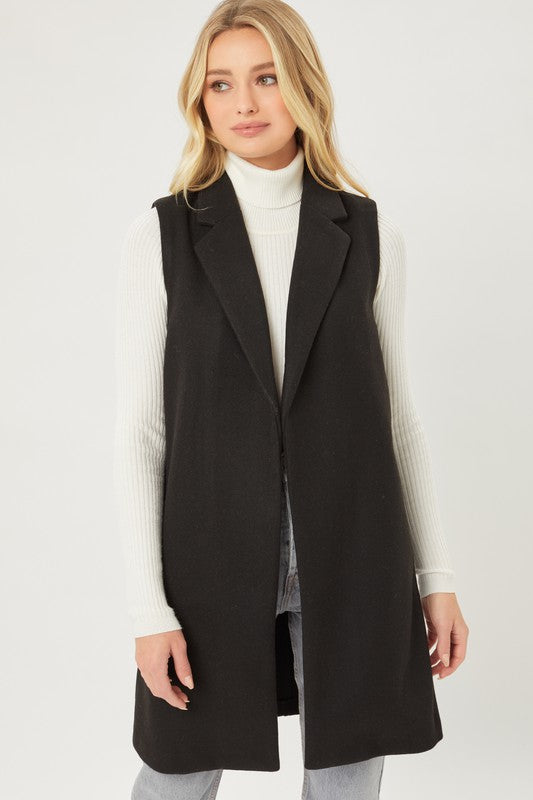 JQ Fleece Long Line Vest  HOUSE OF SHE