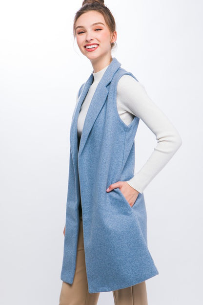 JQ Fleece Long Line Vest  HOUSE OF SHE