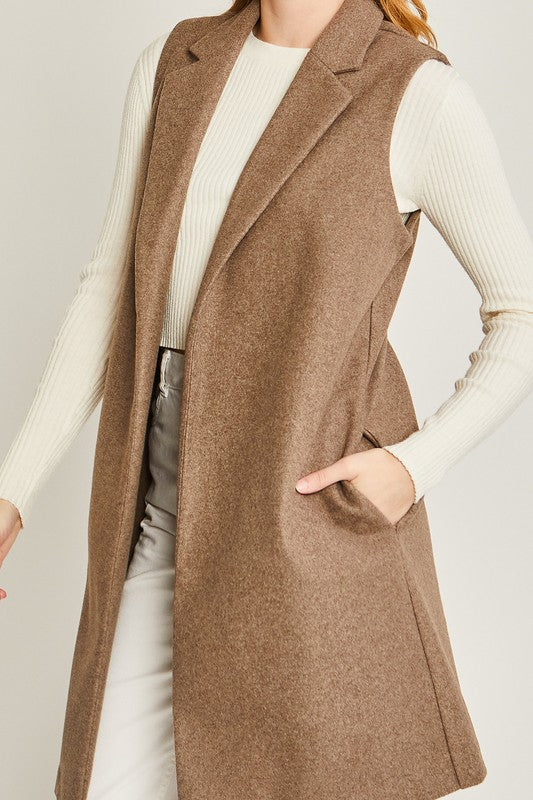 JQ Fleece Long Line Vest  HOUSE OF SHE