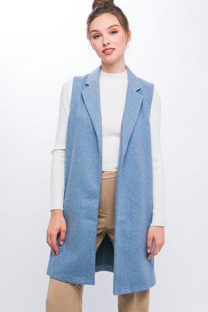 JQ Fleece Long Line Vest  HOUSE OF SHE