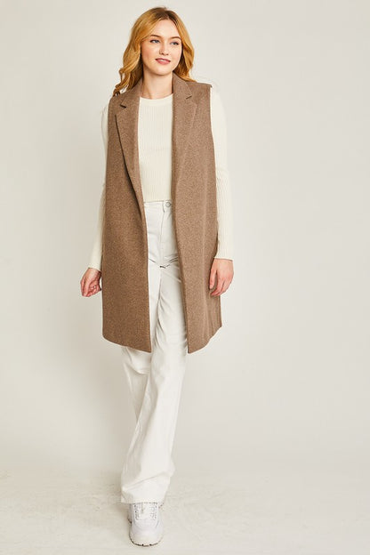 JQ Fleece Long Line Vest  HOUSE OF SHE