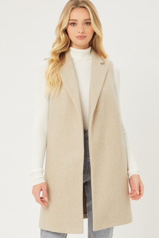 JQ Fleece Long Line Vest  HOUSE OF SHE