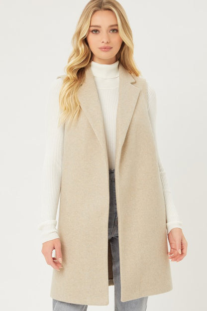 JQ Fleece Long Line Vest  HOUSE OF SHE