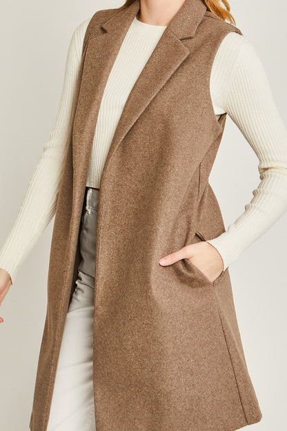 JQ Fleece Long Line Vest  HOUSE OF SHE