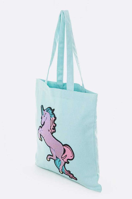 Sequins Unicorn Linen Tote Bag - HOUSE OF SHE