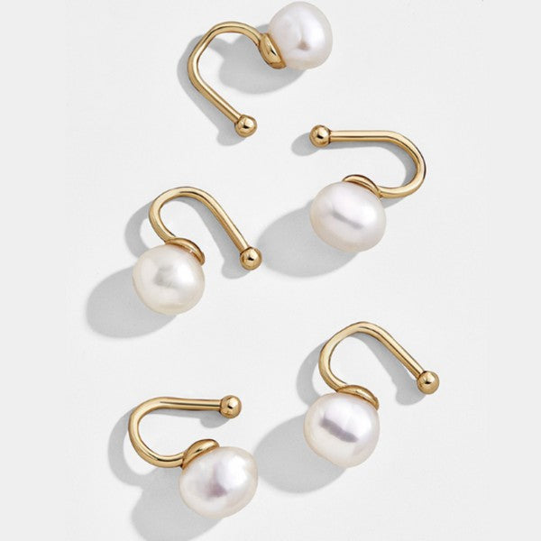 Pearl Drop Ear-Cuffs -Set of 2-  HOUSE OF SHE