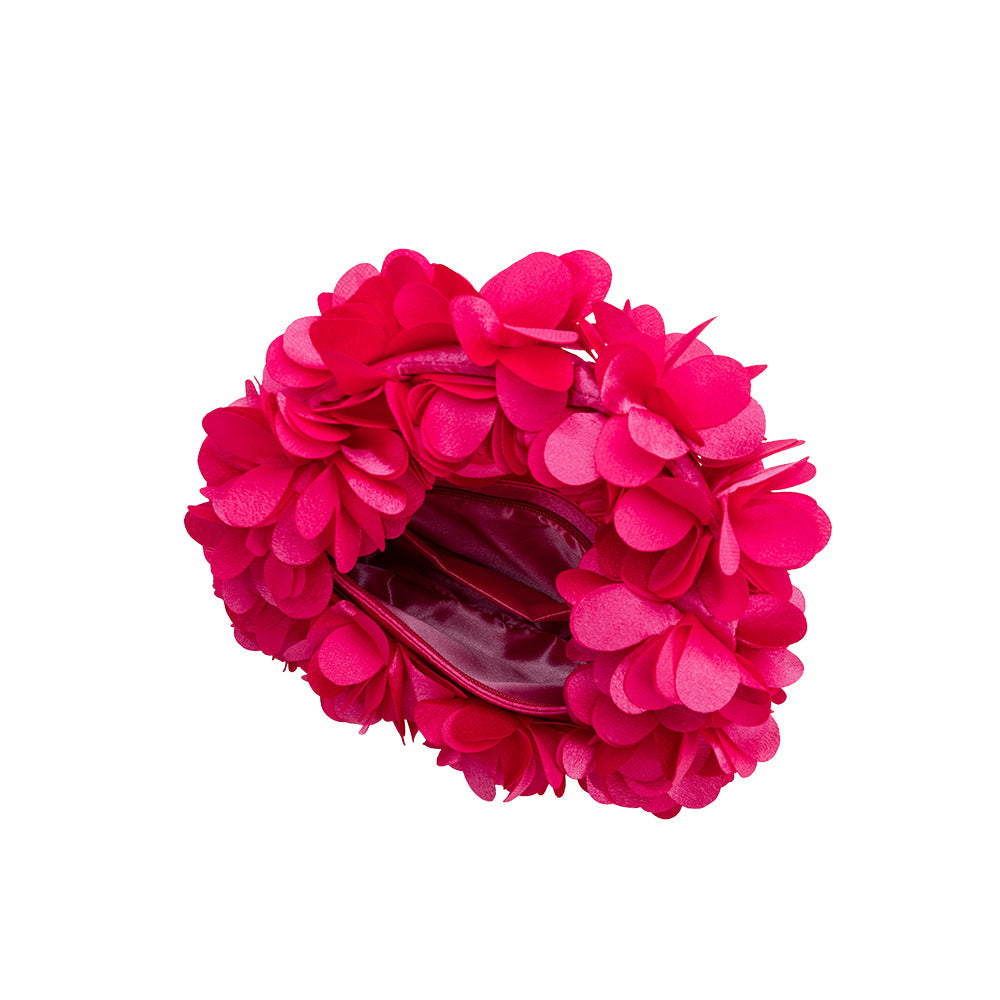 Bloom Fuchsia Vegan Satin Top Handle Bag - HOUSE OF SHE