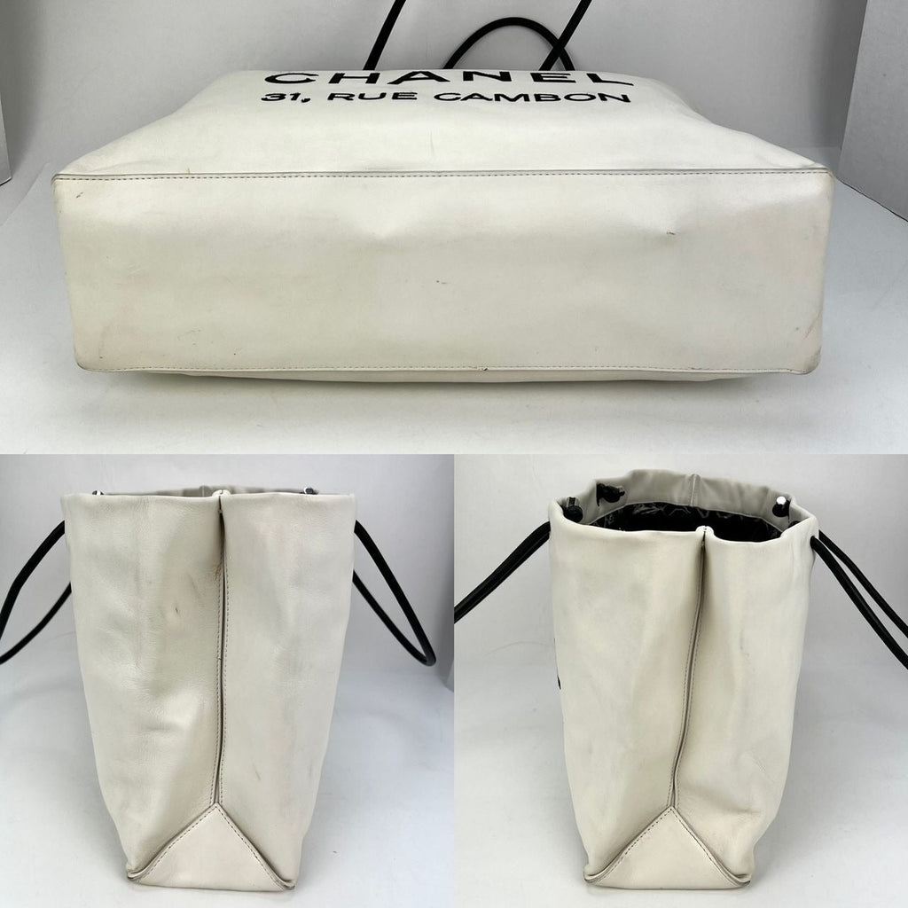 Chanel Essential 31 Rue Cambon Slopping White Leather Tote - HOUSE OF SHE