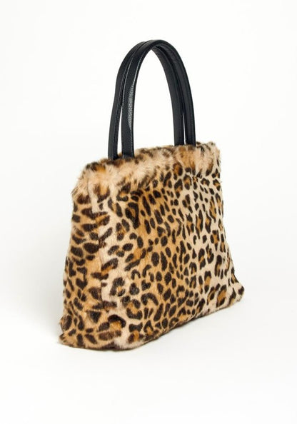Lisa Leopard Mini Fur Tote Handle Handbag
