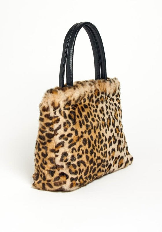 Lisa Leopard Mini Fur Tote Handle Handbag  HOUSE OF SHE
