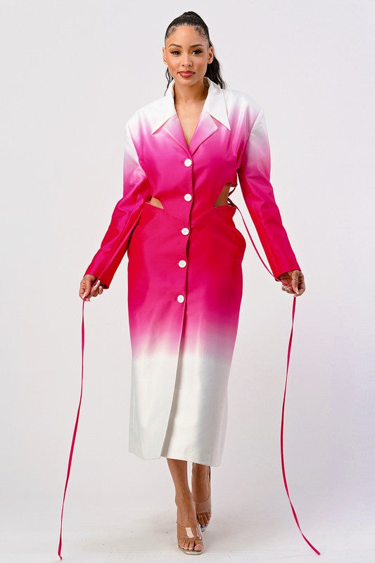 Lala Pink Gradient Trench Coat  HOUSE OF SHE