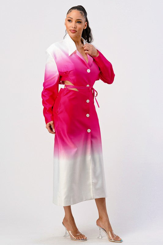 Lala Pink Gradient Trench Coat  HOUSE OF SHE