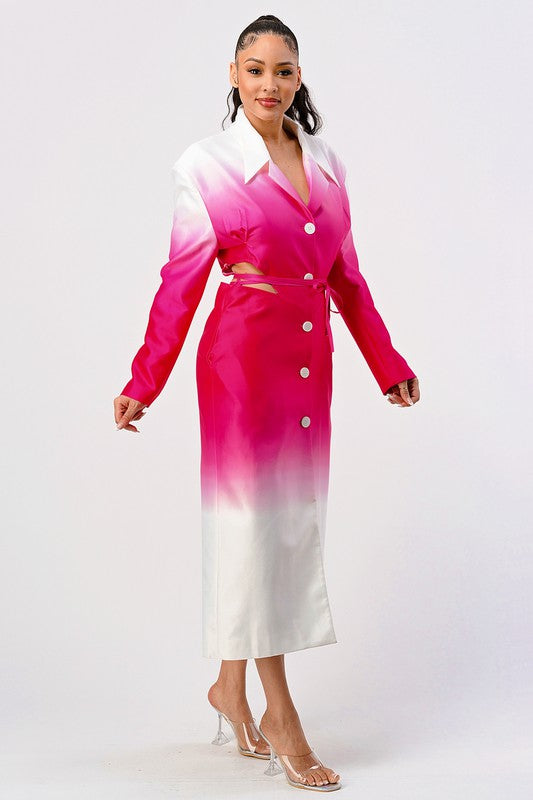 Lala Pink Gradient Trench Coat  HOUSE OF SHE