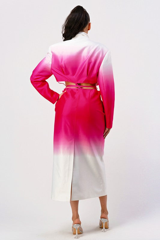 Lala Pink Gradient Trench Coat  HOUSE OF SHE