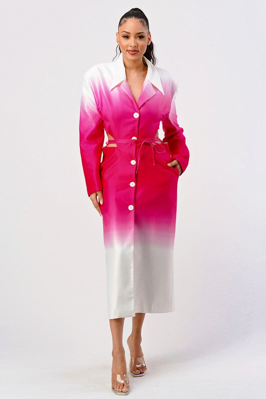 Lala Pink Gradient Trench Coat  HOUSE OF SHE