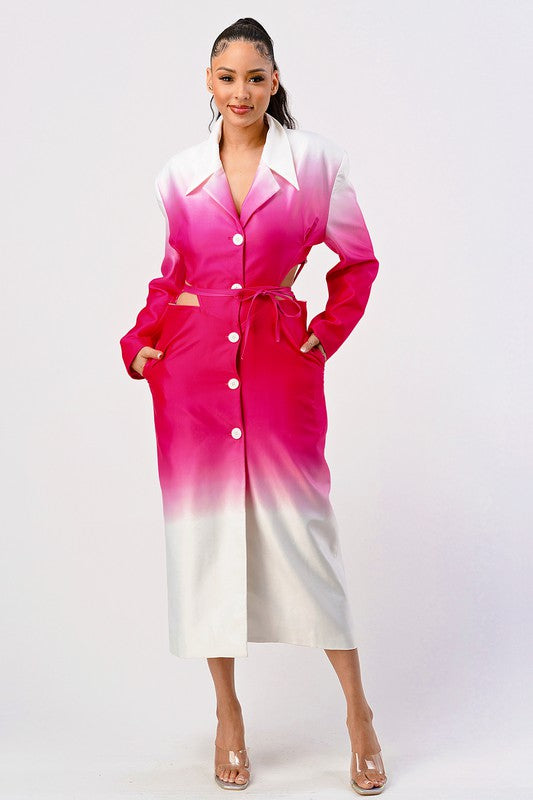 Lala Pink Gradient Trench Coat  HOUSE OF SHE