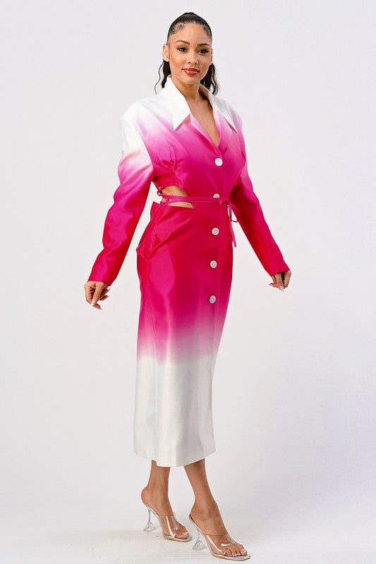Lala Pink Gradient Trench Coat  HOUSE OF SHE