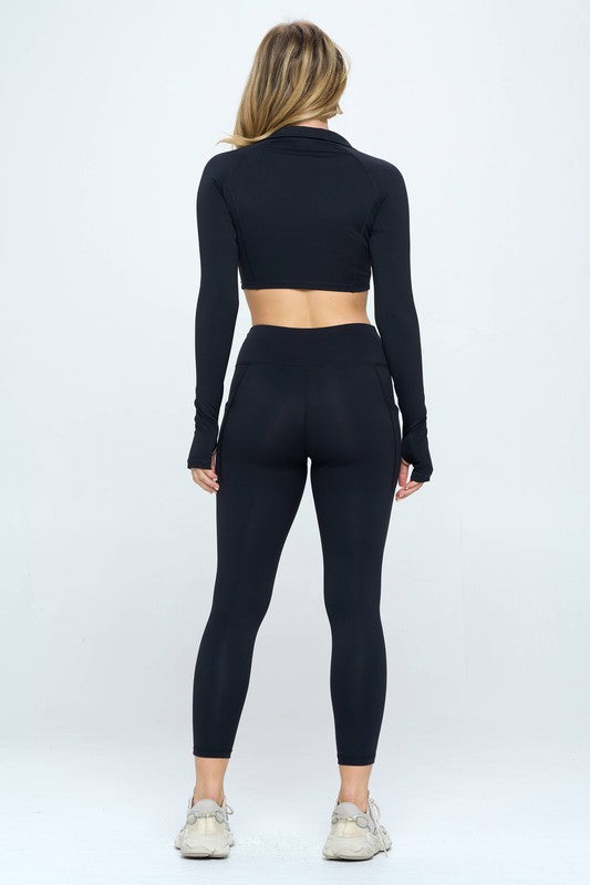 Long Sleeve Activewear Set Top and Leggings  HOUSE OF SHE