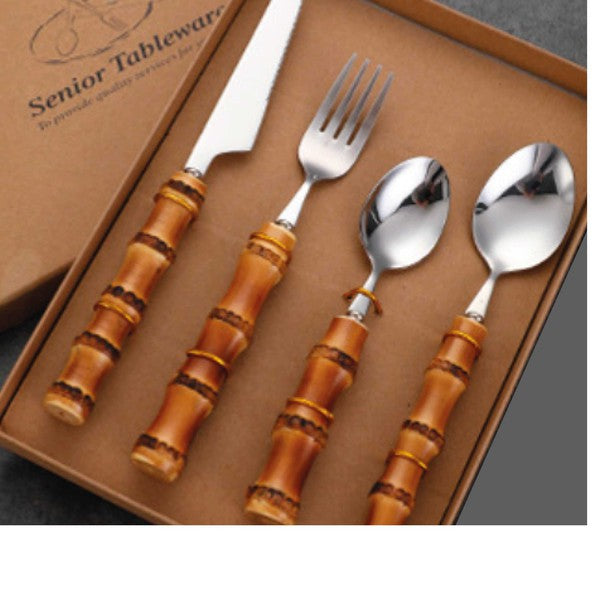 Bamboo Flatware -Place Set of 4 - HOUSE OF SHE