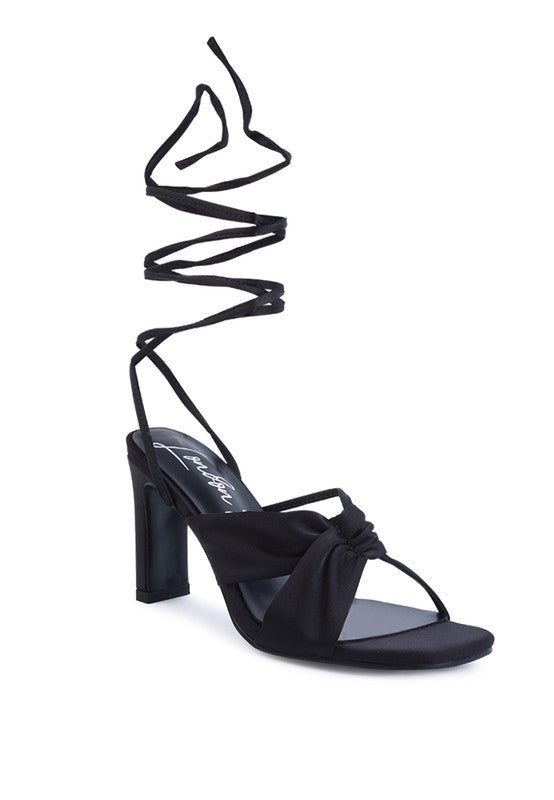 ChasmSatin Tie Up Block Heels