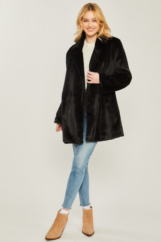 Woven Solid Teddy Collar Coat  HOUSE OF SHE