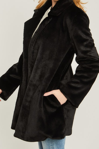 Woven Solid Teddy Collar Coat  HOUSE OF SHE