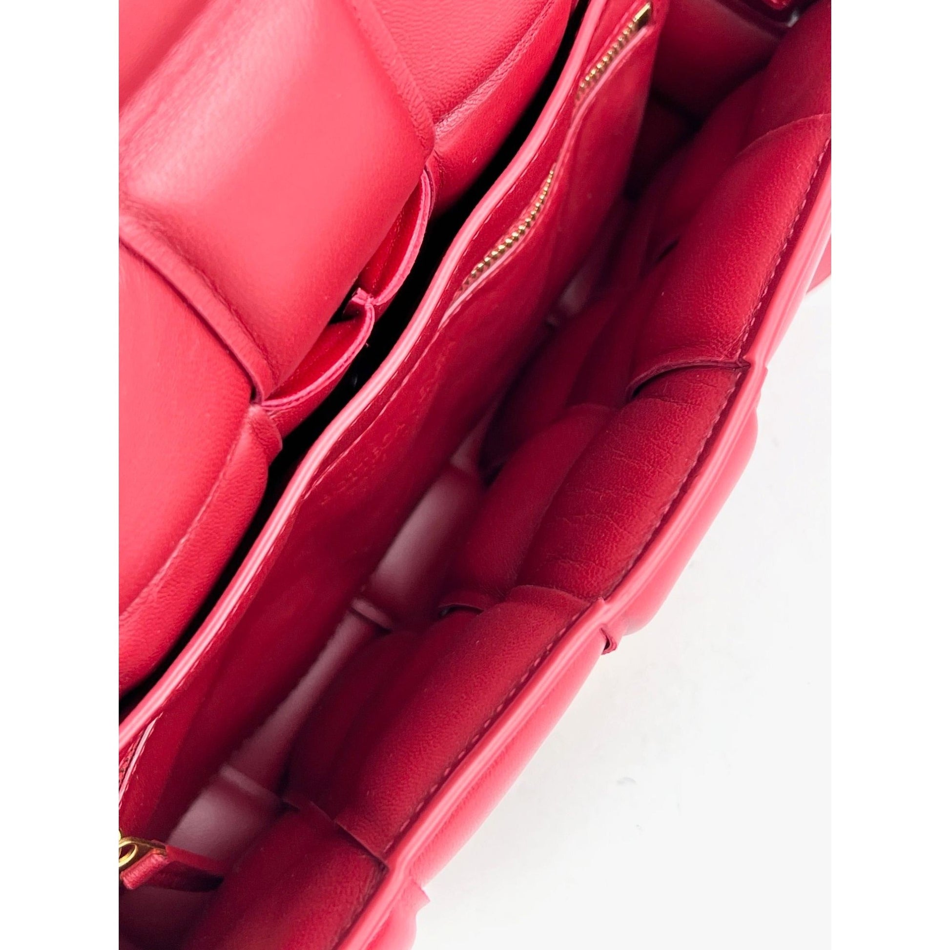 Bottega Veneta Red Nappa Maxi Intreccio Padded Cassette Crossbody Bag - HOUSE OF SHE
