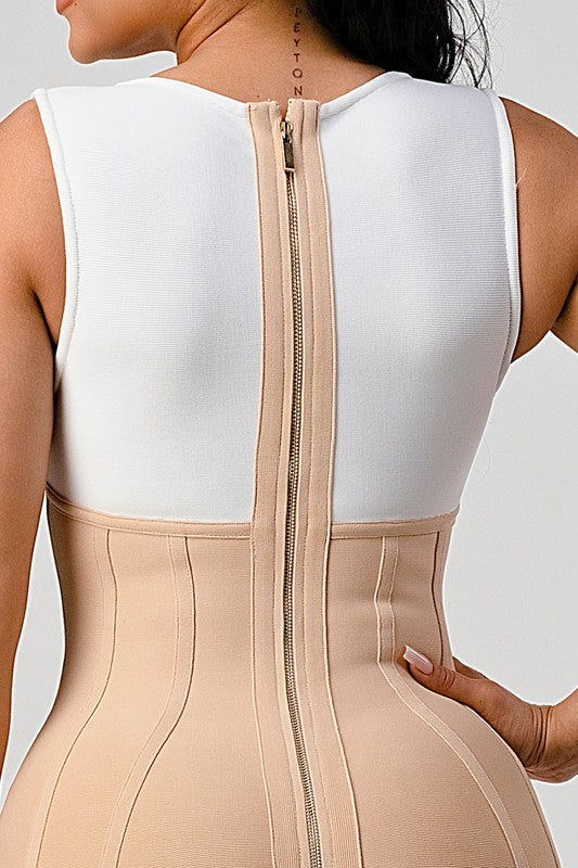 Sara Creme Bandage Dress  HOUSE OF SHE
