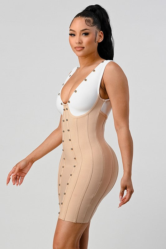 Sara Creme Bandage Dress  HOUSE OF SHE