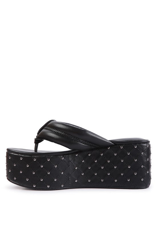 Cupcake Quilted Rhinestone Platform Sandals  HOUSE OF SHE