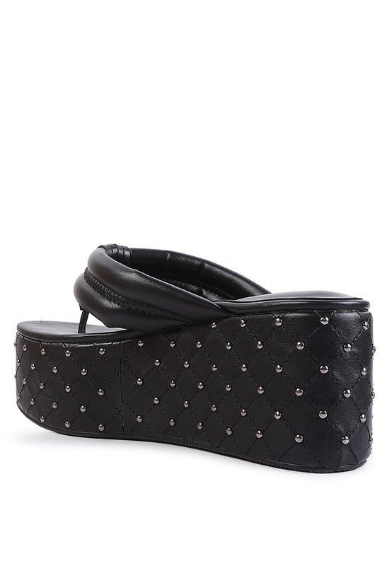 Cupcake Quilted Rhinestone Platform Sandals  HOUSE OF SHE