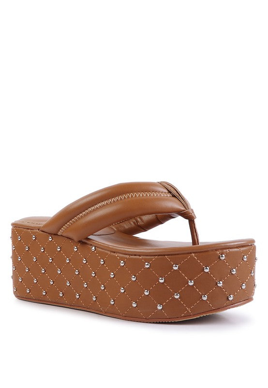 Cupcake Quilted Rhinestone Platform Sandals  HOUSE OF SHE