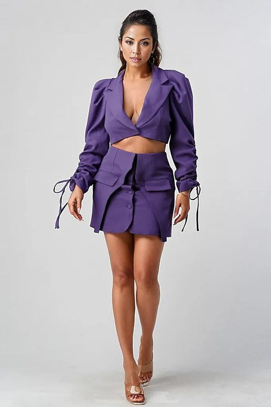 Purple Rain Blazer and Skirt Set
