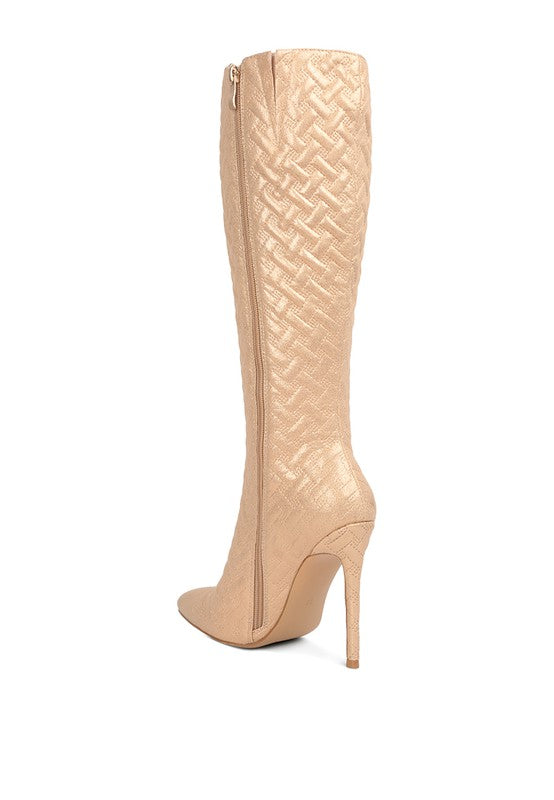 Tinkles Quilted High Heeled Calf Boots  HOUSE OF SHE